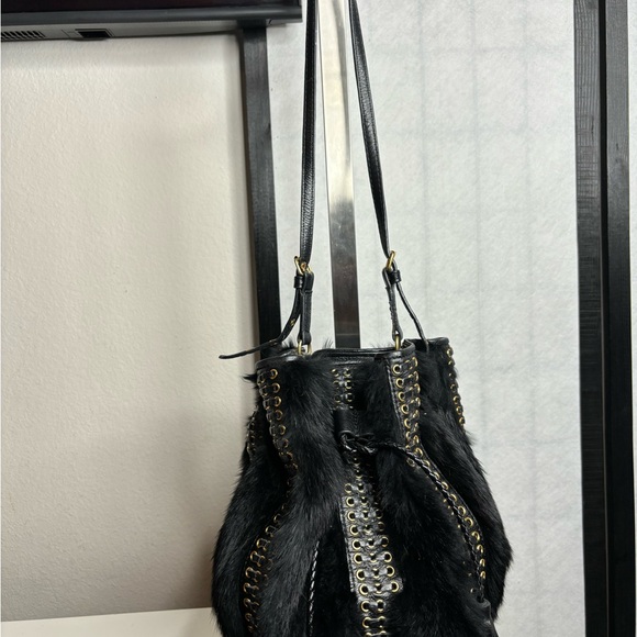 Rebecca Minkoff Utility Convertible Bucket Shoulder Crossbody Bag Braided Fur - Picture 6 of 10